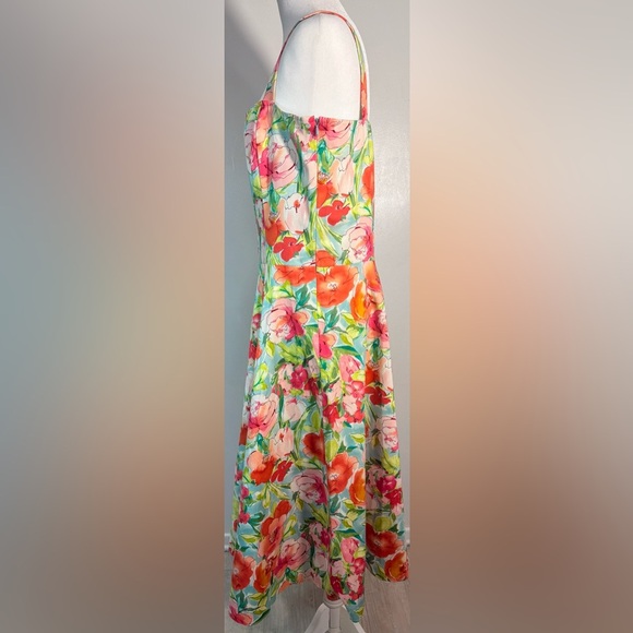 Ralph Lauren Floral Midi Dress - Green and Pink - Picture 4 of 15